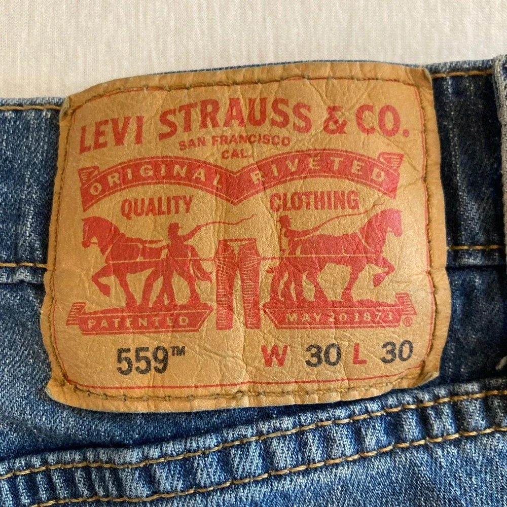 Levis 559 Relaxed Straight Jeans Mens‎ 30x30 (Fit 30x29) Blue Medium Wash Y2K